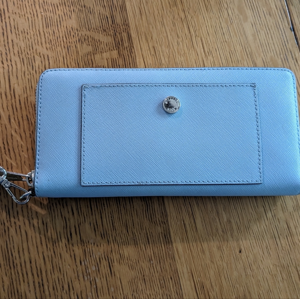 Michael Kors Light Blue Jet Set Saffiano Wallet Wristlet